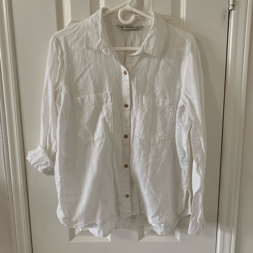 Zara white linen top